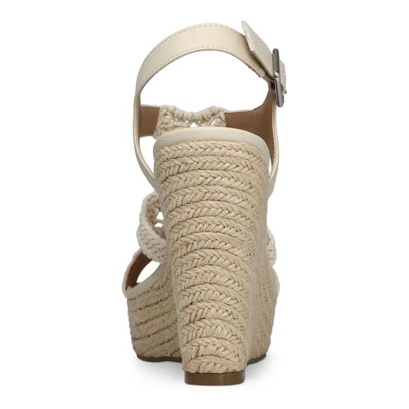 SUN STONE Womens Ivory 1" Platform Esme Round Toe Wedge Slingback Sandal 9 M - Picture 2 of 4